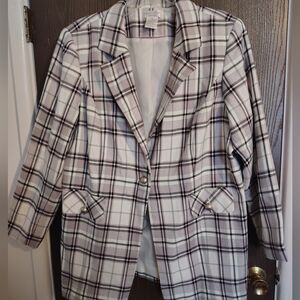 Worthington Checkered Blazer - Black, White, Purple